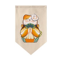 일본 고양이 프린트 숏 커튼 페넌트 스시 숍 삼각형 플래그 주방 출입구 파티션 발코니 장식, [01] 20x30cm, [01] Hook Loop, [06] FTriangle Curtain