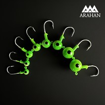 아라한마켓 왕눈이 지그헤드 벌크 대용량 야광, 3/4 oz(21 g) 2/0호-12개