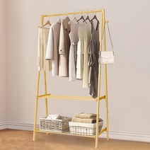 Nidouillet 접이식 원목 2단 선반행거 옷걸이 행거 화분거치대, 혼합색상