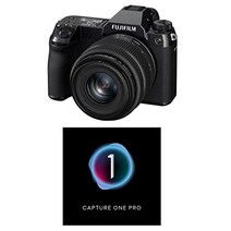 gf 35-70mm f4.5-5.6 wr 렌즈가 장착된 fujifilm gfx50s ii 중형 포맷 카메라 검정색 캡처 원 프로 사진 편집 소프트웨어 포함