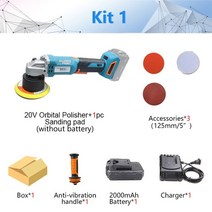 자동차 차량용 광택기 폴리셔 고출력 newone 20v 브러시리스 무선 듀얼 액션 0.35 궤도 2500-5500rpm 연마 왁싱을 위한 6단 휴대용 완충기, 협력사, 키트 1, 영국
