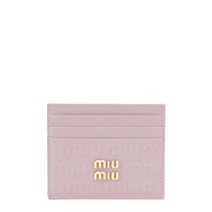 [미우미우] 22FW 5MC002 2F5X F0E18 핑크 레더 엠보로고 카드지갑