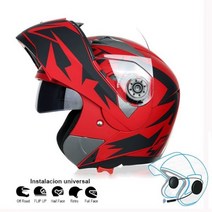 오토바이헬멧 바이크헬멧 블루투스헬멧 오토바이 블루투스 호환 헬멧 플립 업 Motocicleta Kask BT Casco Moto 더블 바이저 Casque Motor bike Cap, [03] XL, [07] Eagle Eye (Red)