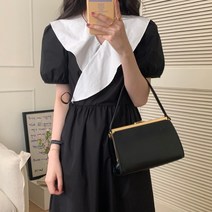 빅사이즈 브이넥 V넥 포인트 러블리 심플 롱 원피스