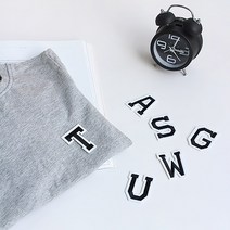 알파벳와펜 열접착 이니셜 와펜 옷에붙이는스티커, 알파벳와펜 W, 1개