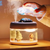 사탄웨이 휴대용 무선 가습기 500ml/무드등/프로젝션 램프, 어린 사자(흰색)
