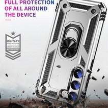 갤럭시 s23 케이스 안티 노크 금속 링 전화 삼성 호환 S23 울트라 S 23 플러스 스탠드 보호, [01] for Galaxy S23, [05] 은