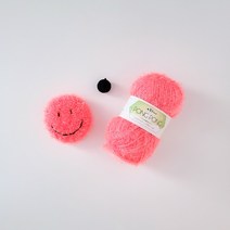 [유리별] DIY 스마일 수세미 만들기 도안 실 세트 / 취미 코바늘 호빵수세미 뜨개질 방과후수업 패키지, 스마일 네온피치, 1세트
