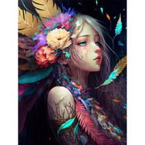 캔버스형 보석십자수 나비요정 온갖 꽃들이 만발한 천사 여신 미녀 행운 가져다주는 인물그림 집들이 새집선물 라운드 구슬 집콕취미 비즈 수제공예 액자없음 DIY패키지 20종, 선택12-플라워나비요정, 80*100CM