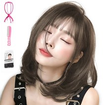 가발위드 중단발 투톤 리앤 통가발1개+가발걸이1개+가발전용빗1개+가발망1개 세트상품, 콜드브라운, 1세트