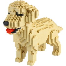 Larcele 마이크로 강아지 빌딩 블록 애완동물 미니 빌딩 장난감 벽돌 3274피스 KLJM-02 (빅 코기), 17 Golden Retriever