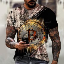 기념주화 비트코인선물 모형소품폭발적인 2022 봄과 여름 새로운 반팔 Bitcoin 3D 인쇄 된 t-셔츠 거리 동, 12 dyp-2291_03 S