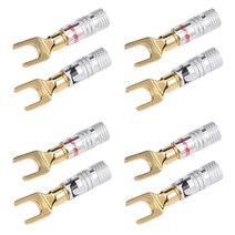 Y스페이드 스피커 플러그 8pcs 말굽단자 와이 커넥터 금도금, silver