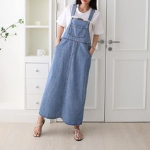 당일배송 다와몰 [사은품증정] 612 롱멜빵 뒷트임 롱스커트 빅사이즈 Free L XL / 블루