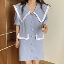 데일리 여성 원피스 드레스 하객 빅카라 진주버튼