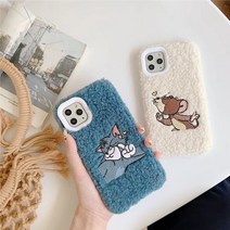 러브엘 뽀글이 퍼 톰과 제리 아이폰 겨울용 케이스, 제리(아이보리), 아이폰Xsmax