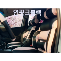 코란도겨울용리무진시트커버 뷰티풀코란도C 스포츠 티볼리 에어 아머 모하비더마스터 I30 I40 차량 인조가죽 운전석 조수석 허리 의자시트보호 보조 사계절용 봄 여름 가을 겨울, 연핑크블랙1P(운전석)