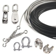 코팅 와이어 로프 클립 PVC 1M절단 1.2mm 1.6mm 2mm 2.4mm 3mm 4mm 5mm 6mm, 7.스텐 도르래, 25mm