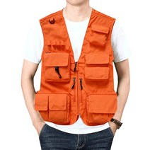 Gihuo 남성용 유틸리티 포켓 플라이 낚시 사파리 사진 여행 카고 조끼 카키 Small, 02 Orange