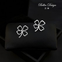 1+1 네잎클로버뱃지 행운 응원 선물 수유역 노점 네잎클로버 브로치 남여공용 커플, 실버 2개세트