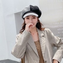 이프유 투톤마도로스 배색빵모자 모직마도로스 반전빵모자 여성헌팅캡 띠팔각모