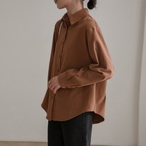 오버클래쓰 여성 긴팔 셔츠 캐주얼 단색 기본 블라우스 남방