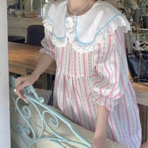 빅카라 플라워 스트라이프 베이비돌 미니원피스 플라워