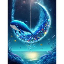 밤하늘 돌핀 동물 우드 직소퍼즐 달빛 환상의 커플 돌고래 해저 세계 행운 부귀 불어오는 그림퍼즐 집콕취미 스트레스 해소 300 500 1000피스 최신상, 보라문 돌핀 퍼즐선택09, 300조각