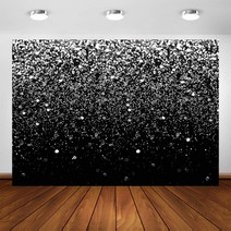 실버 보케 반점 배경 블랙 생일 장식 졸업 웨딩 파티 반짝이 도트 사진 부스, Thin Vinyl 150x150cm+Black and