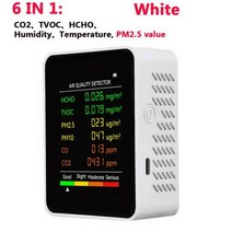 다기능 5in 16 in 1 CO2 미터 디지털 온도 습도 측정기 이산화탄소 TVOC HCHO 감지기 대기 질 모니터, CHINA, Type2 6 in 1 White