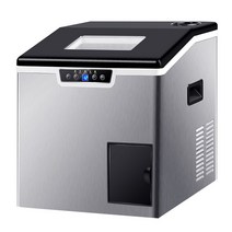 얼음 제빙기 제조기 틀 메이커 가정용 자동 분쇄 기계 40KG/24H 상업용 밀크티 숍 대형 아 큐브 소형 메이커, 01=Silver_KR