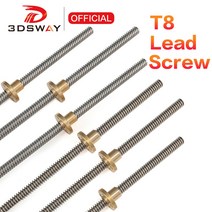 3D 프린터 프린팅 부품 소모품 3DSWAY CNC T8 리드 스크류 피치 2mm 2/4/8mm 황동 너트 사다리꼴 막대 길이 100mm-600mm Z 축, 6.250mm with Nut - Pitch 2mm L