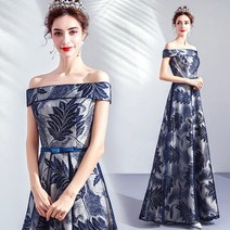 슬림핏 롱원피스 기간 특별 행사 블루 디너 연례 회의 무대 공연 호스트 롱 포멀 드레스 9116