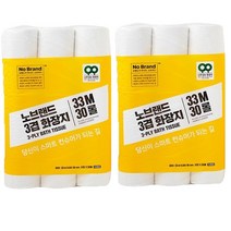 노브랜드 3겹 화장지 33M X 30롤 2개 + 노브랜드 도톰한 캡형 물티슈 100매 x 2개, 33M 30롤 x 2팩 + 물티슈 x 2개, 30개