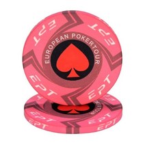 포커칩 홀덤 세라믹 포커 칩 텍사스 전문 카지노 유럽 세트 라운드 동전 5 개/몫, 19 EPT-Pink