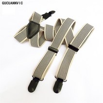 CC남성 여성 서스펜더 탄성 캐주얼 새로운 패션 블랙 스트라이프 교정기 청바지용 클립 조절 멜빵