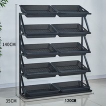 과일 매대 스탠드 선반 마트 진열대 전시대 4단 5단, 블랙 / 5단