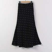 바보사랑 여자 데일리 러블리 밴딩 도트 롱 플레어 스커트.옷자락(무료배송)