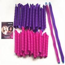 40 개/갑/팩 55cm 매직 Curlers 나선형 컬 스타일링 키트 긴 머리에 대 한 열 헤어 롤러 대부분의 종류의 헤어 스타일, purple and rose_2