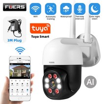 CCTV 방범 보안 감시 IP 카메라 현관 문 스마트폰 가정용 매장 무선 초소형 펫 씨씨티비 fuers 1080p 3mp ip tuya 스마트 야외 홈 자동 추적 ai 인간, 3m 3mp 캠 128g 카드, 영국 플러그, 3.6mm