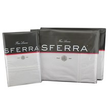 SFERRA Grande 호텔 시트 - 킹 화이트/화이트 이탈리아 우븐 면 퍼케일 원단 스타일 침구 및 베개 커버에 이중 행 새틴 스티치 자수 654146