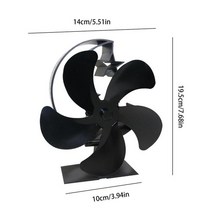 난로무동력팬 캠핑용난로 무동력에코팬 나무 스토브 팬 5 블레이드 고효율 벽난로 달 별 모양 스탠드 조용, 02 Black