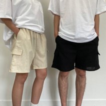 남자 데일리 린넨 팬츠 카고 밴딩 반바지 4컬러