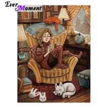이제까지 좋은 어린 시절 메모리 다이아몬드 그림 소녀 독서 책 diy 5d 다이아몬드 자수 그림 벽 그림 asf948, 50x70cm 원형
