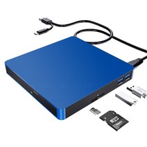 cd리핑 리핑기 cd dvd플레이어 odd 외부 광학 드라이브 rom 휴대용 플레이어 rw 레코더 버너 with sdtf 카드 리더 usb 3.0 for pc 데스크탑 노트북, DVD 블루
