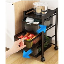 냉장고장홈바 주방 채소 수납 선반용품 가정용 대전 다목적 플로어 틈새 사물함 다층 과일 바구니 비스포크틈새장, 화이트