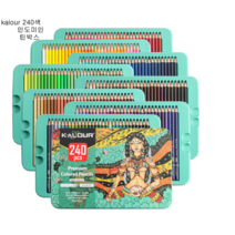 KALOUR 전문가용 240색 유성 색연필 인도미인 틴박스, 1셑