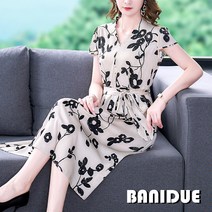 [바니드] 중년여성 의류 슬림핏 여름반팔 패션 꽃무늬 40대 50대 원피스 0316