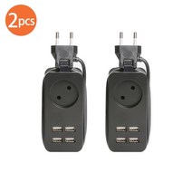 iot콘센트 Rdxone EU 플러그 여행 전원 스트립 휴대용 확장 소켓 콘센트 4 USB 벽 충전기 스마트 데스크탑 소켓, 2 조각 1 AC 4 USB