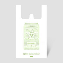 [RE] 약국봉투 백색 (중) 200장 / 친환경 생분해성 양날 손잡이 PLA 약국 약사 디자인 비닐 봉투, [RE] 백색 약국봉투 중 200장